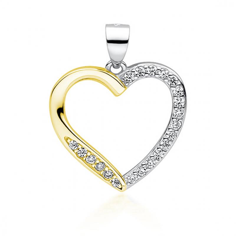 Pandantiv argint inima cu pietre placat partial cu aur galben DiAmanti Z1716CGR-DIA
